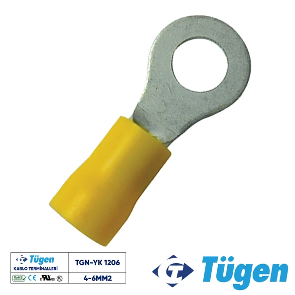 Tügen 4-6mm2 M12 Yuvarlak Kablo Ucu ( 1 Kutu 100 Adet ) ürün görseli 1