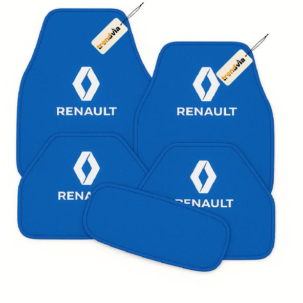 Mavi Renk Renault Uyumlu 5’li Halı Paspas Takımı  Kaymaz Tabanlı, Yıkanabilir Oto Paspas Seti ürün görseli 1