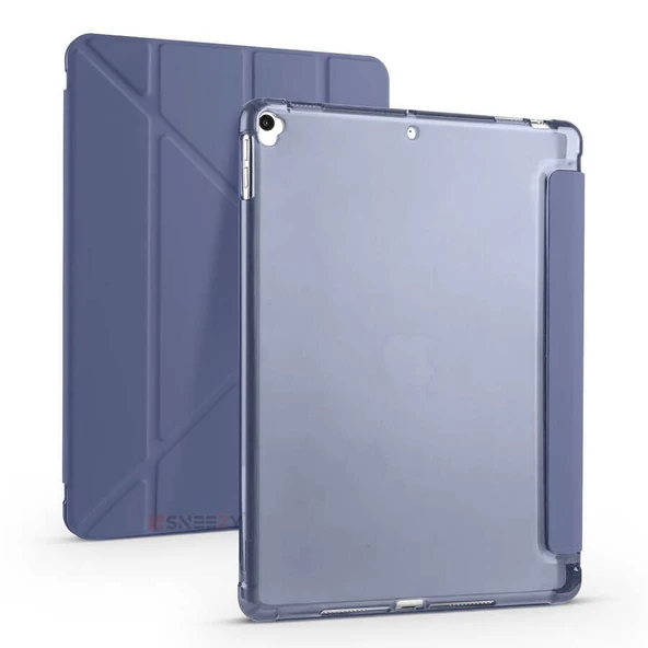 Apple iPad 9.Nesil 10.2 İnç 2021 Uyumlu Üçgen Katlanabilir Kalemlikli Standlı Akıllı Kılıf  Lavanta ürün görseli 1