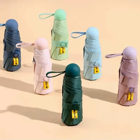 6 Telli Mini Cepboy Kapsullü Şemsiye -Yeşil - Resim 5