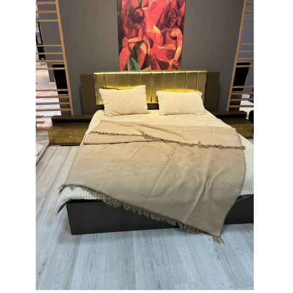 Dolce Bonita Home Pamuklu Battaniye 150X200  Bej ürün görseli 1