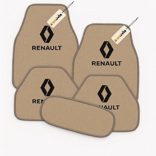 Bej Renk Renault Uyumlu 5’li Halı Paspas Takımı  Kaymaz Tabanlı, Yıkanabilir Oto Paspas Seti ürün görseli 1