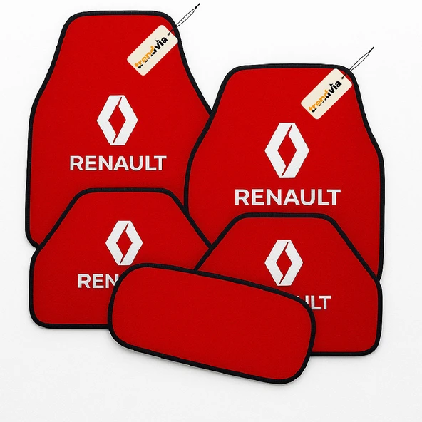 Kırmızı Renk Renault Uyumlu 5’li Halı Paspas Takımı  Kaymaz Tabanlı, Yıkanabilir Oto Paspas Seti ürün görseli 1