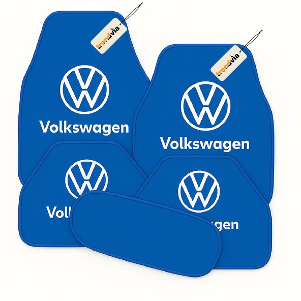 Mavi Renk Volkswagen Logolu Oto Halı Paspas Takımı 5 Parça, Araca Uyumlu, Dayanıklı ve Estetik ürün görseli 1
