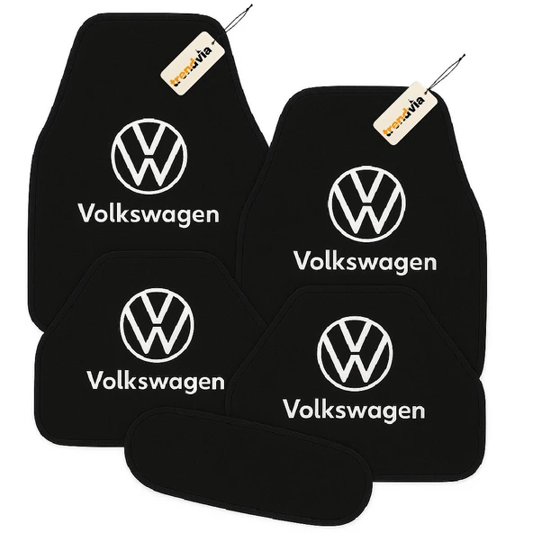 Siyah Renk Volkswagen Logolu Oto Halı Paspas Takımı 5 Parça, Araca Uyumlu, Dayanıklı ve Estetik ürün görseli 1