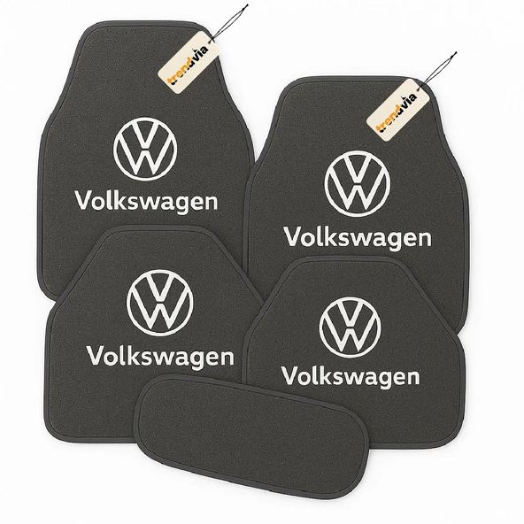 Gri Renk Volkswagen Logolu Oto Halı Paspas Takımı 5 Parça, Araca Uyumlu, Dayanıklı ve Estetik ürün görseli 1