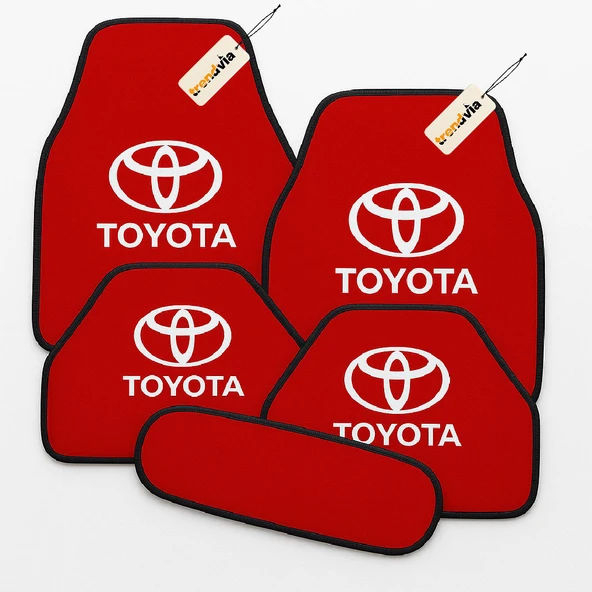 Kırmızı Renk Toyota İçin 5 Parça Oto Halı Paspas Seti Kaymaz, Kolay Temizlenir ve Uzun Ömürlü ürün görseli 1
