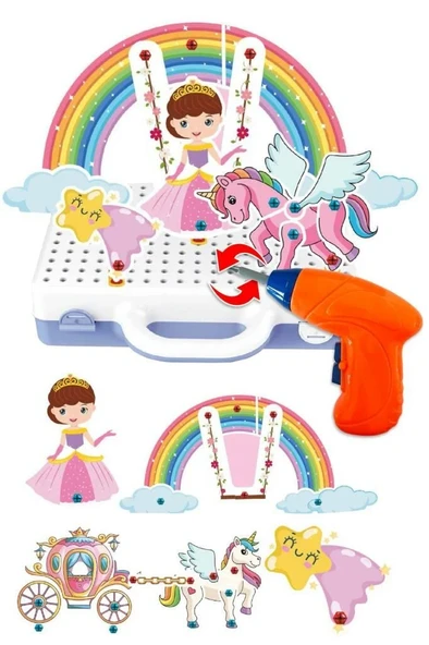 Birlik Oyuncak 3D Matkap Seti Söktak Prenses Serisi Unicorn URT014-006 ürün görseli 1