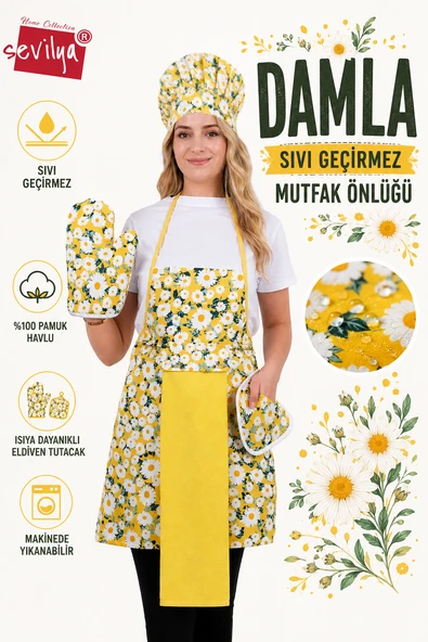 Damla 2li Set Sıvı Geçirmez Su Geçirmez Mutfak Önlüğü ürün görseli 1