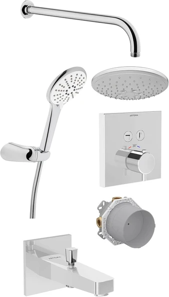 Artema Aquacontrol Square Ankastre Termostatik Duş Seti A49294 ürün görseli 1