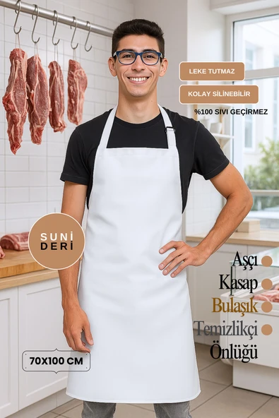 Suni Deri Su Geçirmez Bulaşıkçı Önlüğü Aşçı Önlüğü Kasap Önlüğü Temizlikçi Önlüğü ürün görseli 1