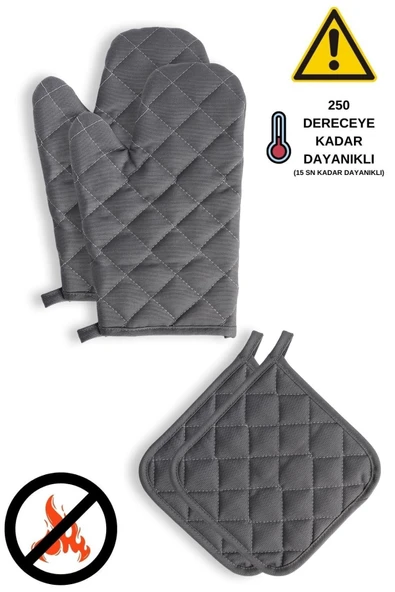 Yanmaz Ve Isıya Dayanıklı Fırın Eldiveni Ve Tutacak (2 ELDİVEN, 2 TUTACAK) ürün görseli 1