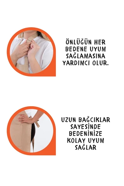 Star İki Eldivenli Set Ayar Askılı 4lü Mutfak Önlüğü Seti (2 ELDİVEN) - Resim 3