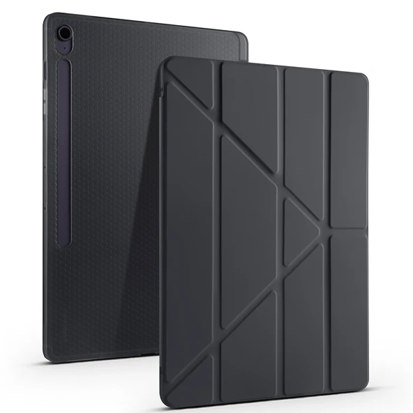 Samsung Galaxy Tab S10 FE Plus SM-X620 13.1 İnç Uyumlu Katlanabilir Kalemlikli Standlı Akıllı Kılıf  Siyah ürün görseli 1