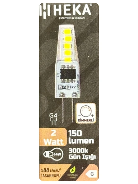 (1 Adet) Heka 2W (14W) 3000K (Sarı Işık) G4 Duylu Dim Edilebilir Led Kapsül Ampul ürün görseli 1