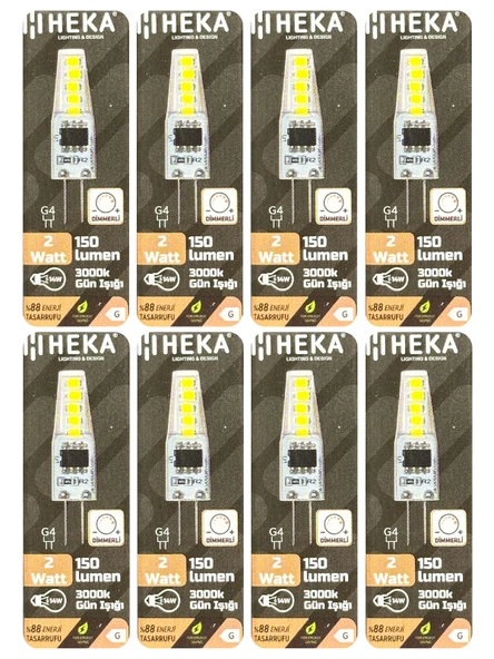 (8 Adet) Heka 2W (14W) 3000K (Sarı Işık) G4 Duylu Dim Edilebilir Led Kapsül Ampul ürün görseli 1
