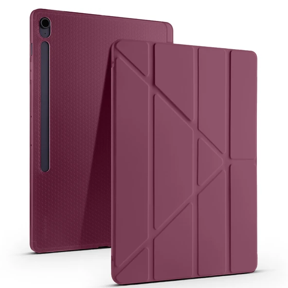 Samsung Galaxy Tab S10 FE Plus SM-X620 13.1 İnç Uyumlu Katlanabilir Kalemlikli Standlı Akıllı Kılıf  Mürdüm ürün görseli 1