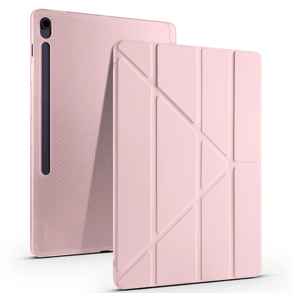 Samsung Galaxy Tab S10 FE Plus SM-X620 13.1 İnç Uyumlu Katlanabilir Kalemlikli Standlı Akıllı Kılıf  Pembe ürün görseli 1