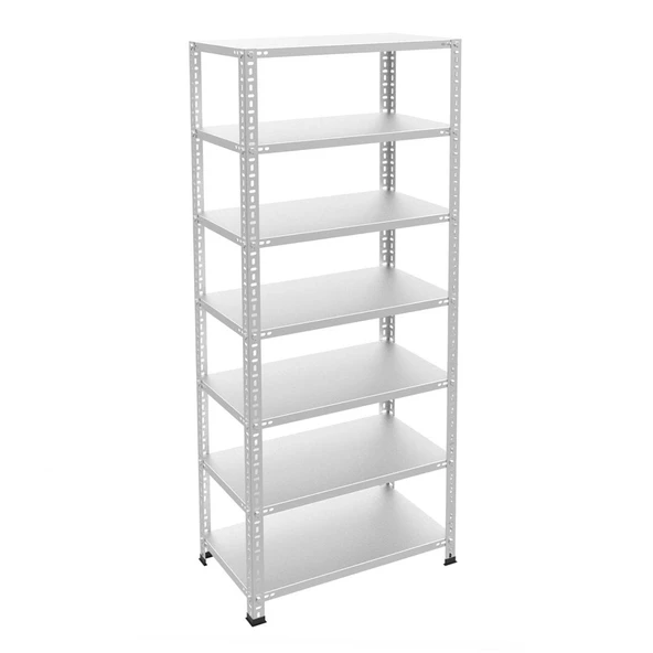 7 Katlı Galvaniz Çelik Raf - Depo, Arşiv, Kiler, Dosya, Market Rafı  59x93 cm 250 cm 1.50 mm ürün görseli 1