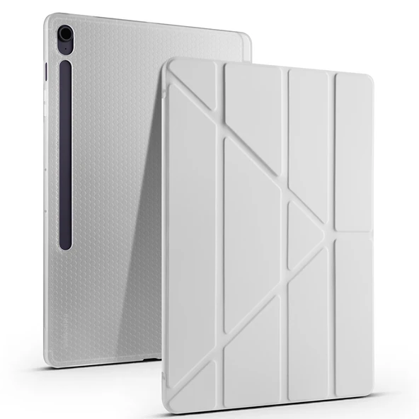 Samsung Galaxy Tab S10 FE Plus SM-X620 13.1 İnç Uyumlu Katlanabilir Kalemlikli Standlı Akıllı Kılıf  Gri ürün görseli 1