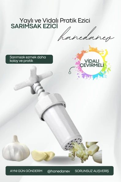 Vidalı Sarımsak Ezici - Çevirmeli Sarımsak Ezeceği Plastik ürün görseli 1