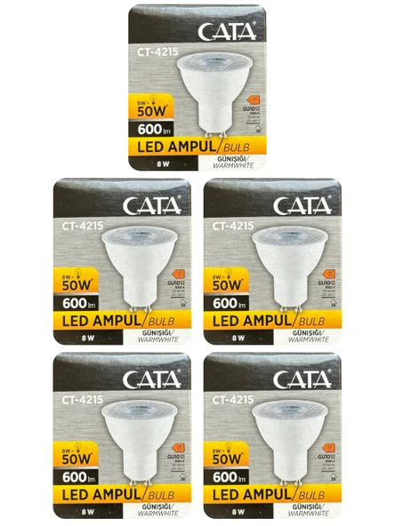 (5 Adet) Cata 8W (50W) 3000K (Sarı Işık) GU10 Duylu Led Spot Ampul ürün görseli 1