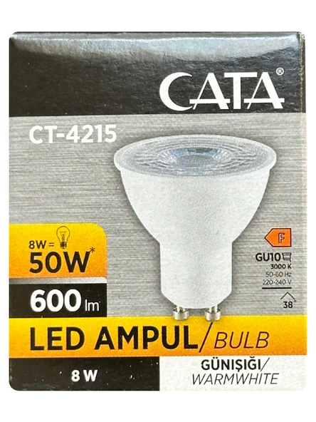 (1 Adet) Cata 8W (50W) 3000K (Sarı Işık) GU10 Duylu Led Spot Ampul ürün görseli 1