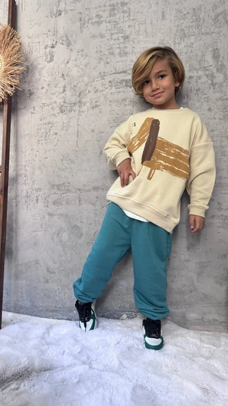 Cg Kids Dog Temalı Mükemmel Baskı Renk Kalitesi Erkek Çocuk 3 İplik Alt Üst Takım ürün görseli 1