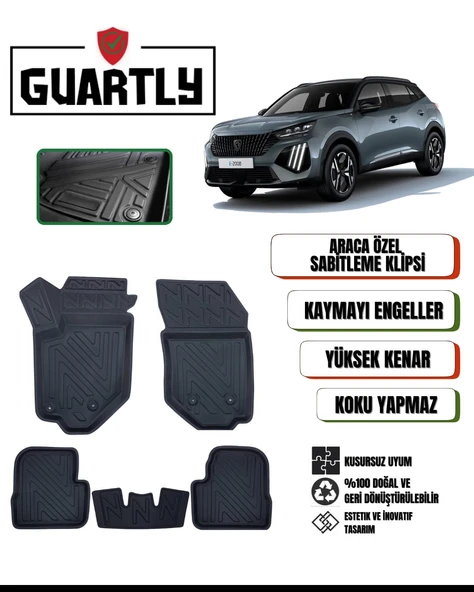 Guartly Peugeot (2008) 2019 ve Sonrası Araca Özel Premium 4d Havuzlu Paspas Takımı ürün görseli 1