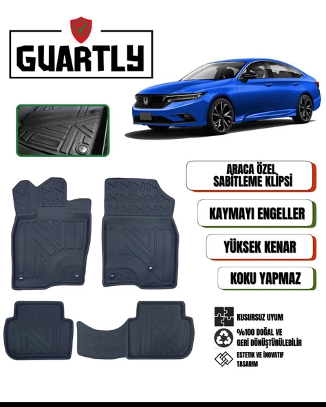 Guartly Honda Civic 2021 VE Sonrası Araca Özel Premium 4d Havuzlu Paspas Takımı ürün görseli 1