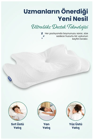 Ulralüks Boyun Destekli Visco Ortopedik Yastık - 68x39x13-11cm ürün görseli 1