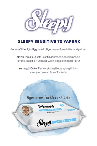 Sleepy Sensitive Islak Bebek Havlusu 70 li 1 paket ürün görseli 1