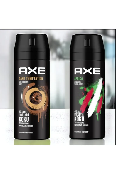 Axe Dark Temptation Erkek Deodorant 150 Ml+Axe Erkek Deodorant Sprey Africa 150 ML ürün görseli 1