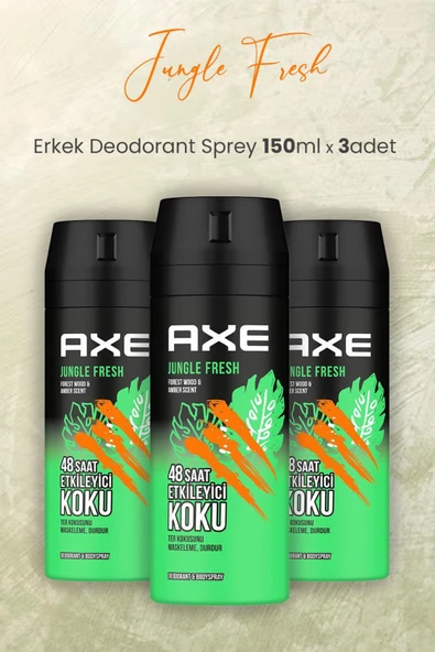 Axe Jungle Fresh Erkek Deodorant Sprey 150 ml x 3 Adet ürün görseli 1