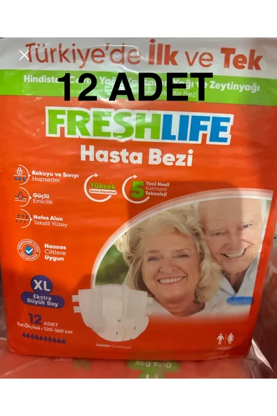 Freshlife Fresh Life Bel Bantlı Hasta Bezi XL 12 Adet ürün görseli 1