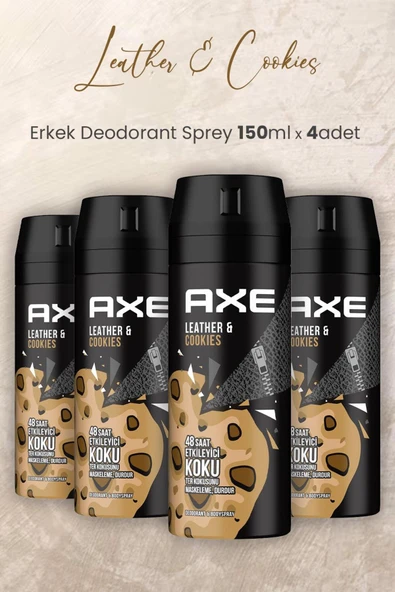 Axe Leather & Cookies Erkek Deodorant Sprey 150 ml x 4 Adet ürün görseli 1