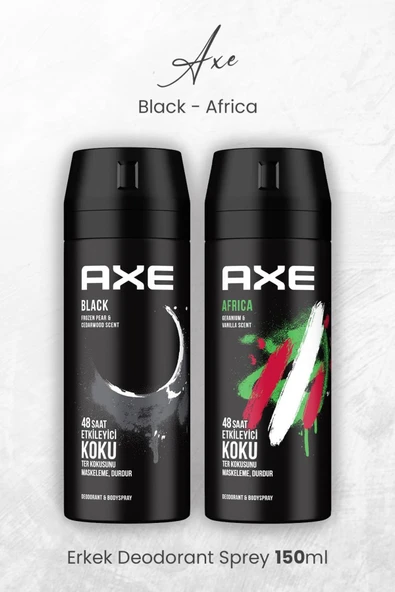 Axe Erkek Deodorant Sprey Black ve Africa 150 ml ürün görseli 1
