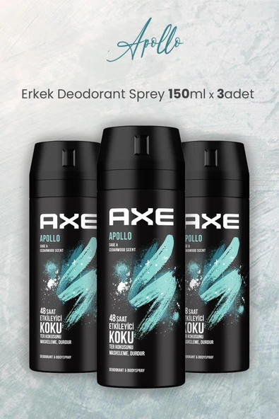 Axe Apollo Erkek Deodorant Sprey 150 ml x 3 Adet ürün görseli 1