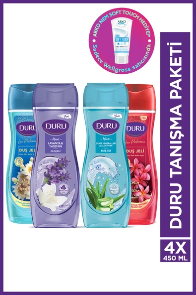 Duru Moods Deniz Mineralleri & Lavanta, Jasmin Amber, Lotus Karma Duş Jeli Seti 4x450ml ürün görseli 1