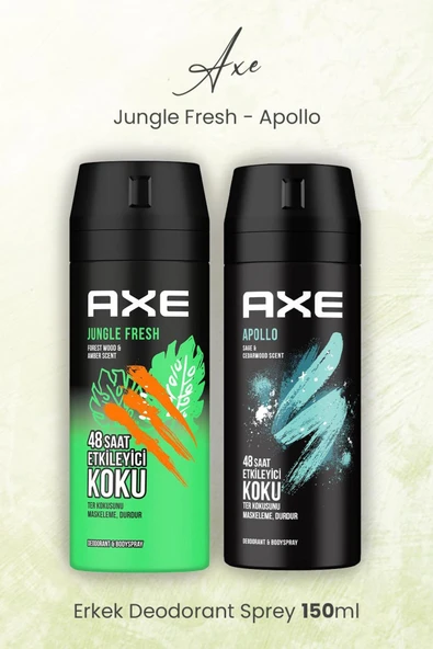 Axe Erkek Deodorant Sprey Jungle Fresh ve Apollo 150 ml ürün görseli 1