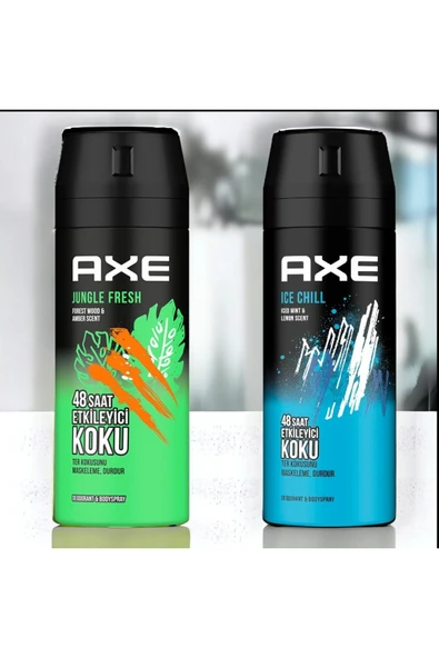 Axe Erkek Deodorant Jungle Fresh Etkileyici Koku 150 ml+Axe Ice Chill Erkek Sprey Deodorant 150 Ml ürün görseli 1