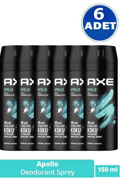 Axe Erkek Deodorant & Bodyspray Apollo 48 Saat Etkileyici Koku 150 Ml 6 Adet ürün görseli 1