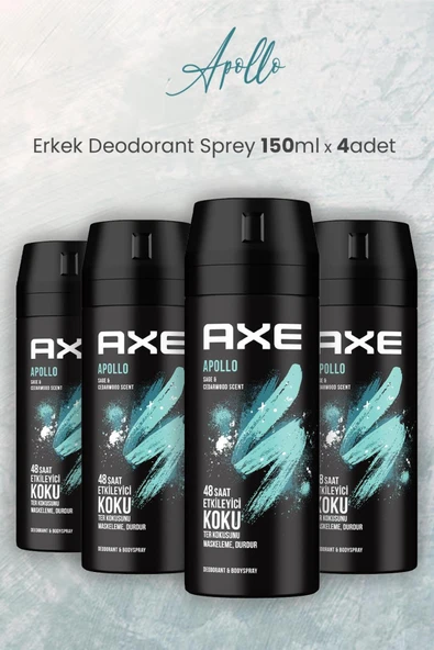 Axe Apollo Erkek Deodorant Sprey 150 ml x 4 Adet ürün görseli 1