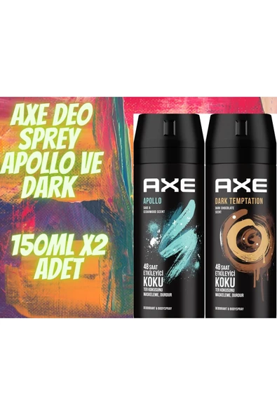 Axe Deo & Bodyspray Apollo Ve Dark Temptation 150ml X2 Adet ürün görseli 1