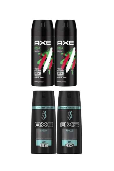 Axe 2 Adet Erkek Deodorant Africa 150 Ml + 2 Adet Erkek Deodorant Sprey Apollo 150 Ml ürün görseli 1