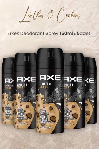 Axe Leather & Cookies Erkek Deodorant Sprey 150 ml x 5 Adet ürün görseli 1