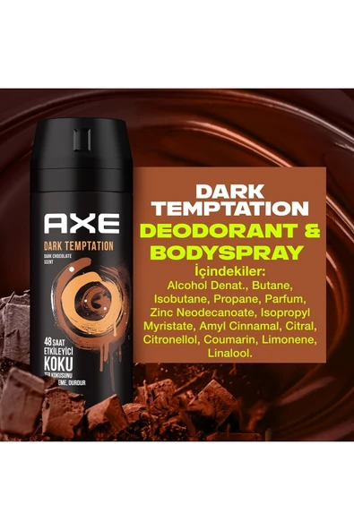 Axe Dark Temptation Erkek Sprey Deodorant 150 Ml (1 Adet) - Resim 5