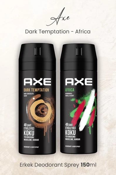 Axe Erkek Deodorant Sprey Dark Temptation ve Africa 150 ml ürün görseli 1