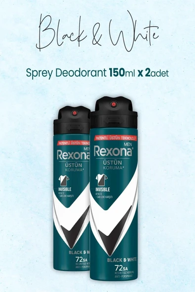Rexona Men Sprey Deodorant Black White 150 ml x 2 Adet ürün görseli 1