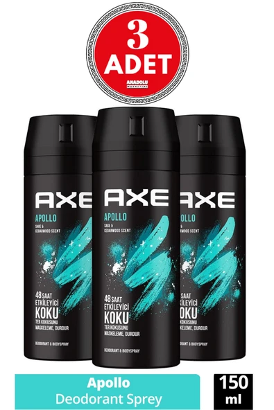Axe Apollo Erkek Sprey Deodorant 150 Ml (3 Adet) ürün görseli 1